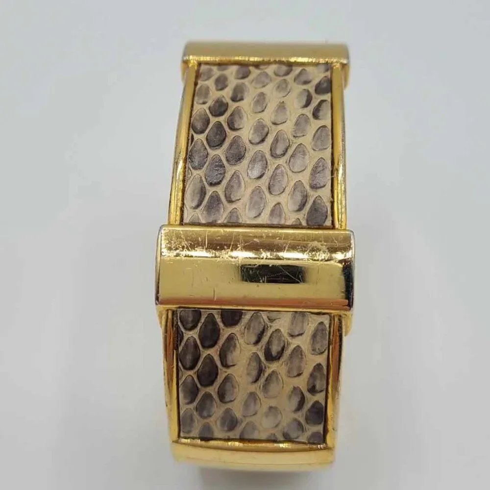 J Crew Hinged Snakeskin Print Bangle Bracelet